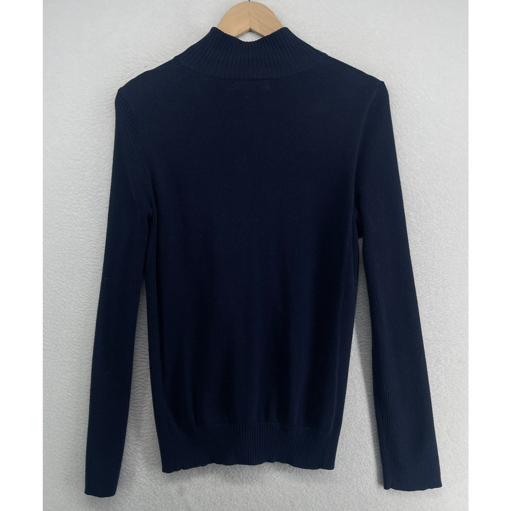 LAUREN RALPH LAUREN Sweater L LRL Monogram Crest Cardigan Full Zip Cotton Blue - Picture 4 of 11